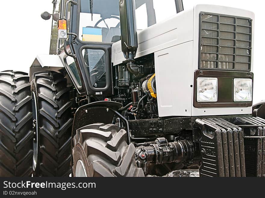 Isolated tractor prepared for sale