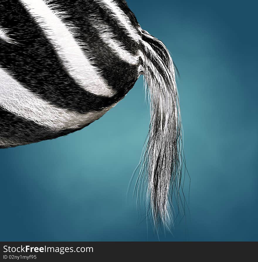 3d image of the ass and the tail of a zebra