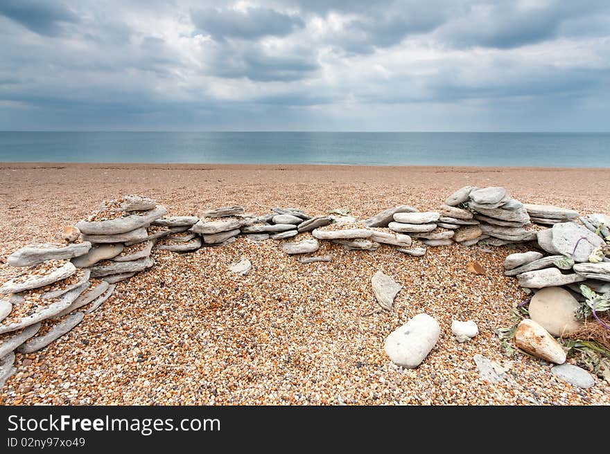 Stones On An Empty Beach