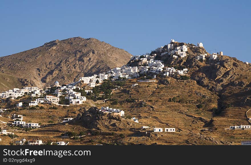 White greek church as you enter Ios from the sea. White greek church as you enter Ios from the sea