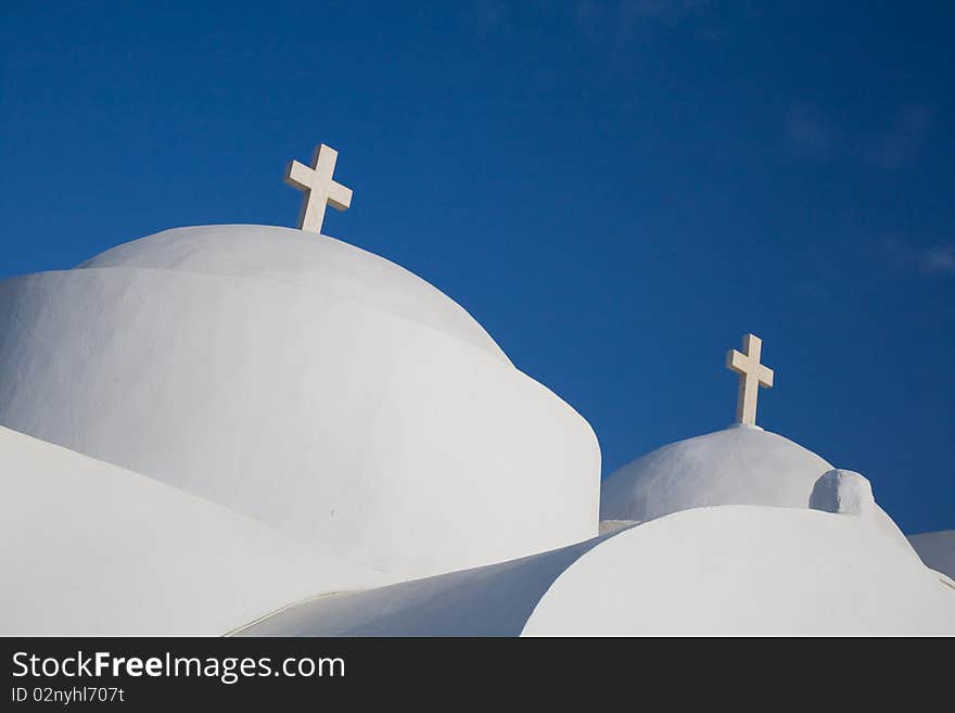 White greek church with blue sky. White greek church with blue sky