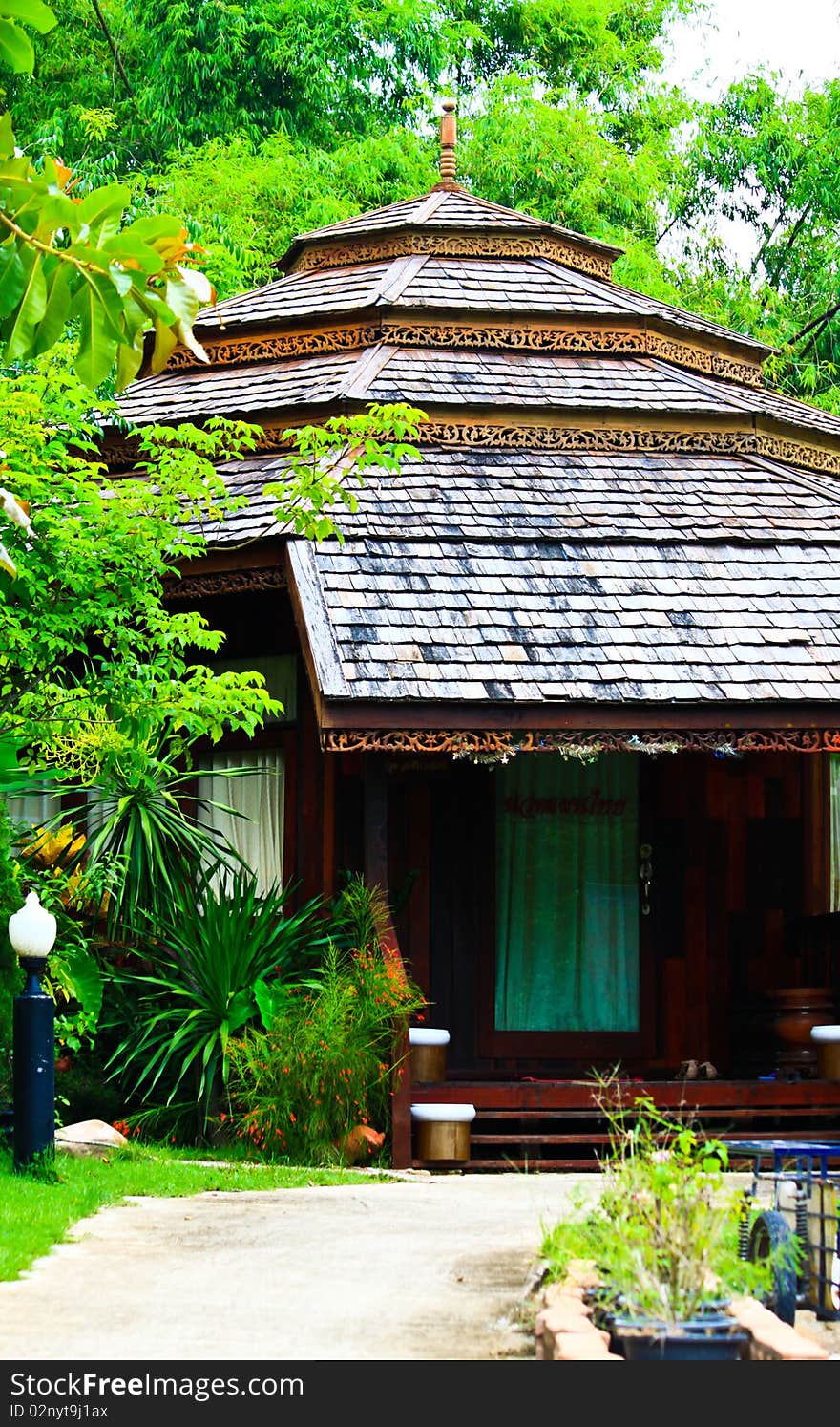 Thai roof made by wood