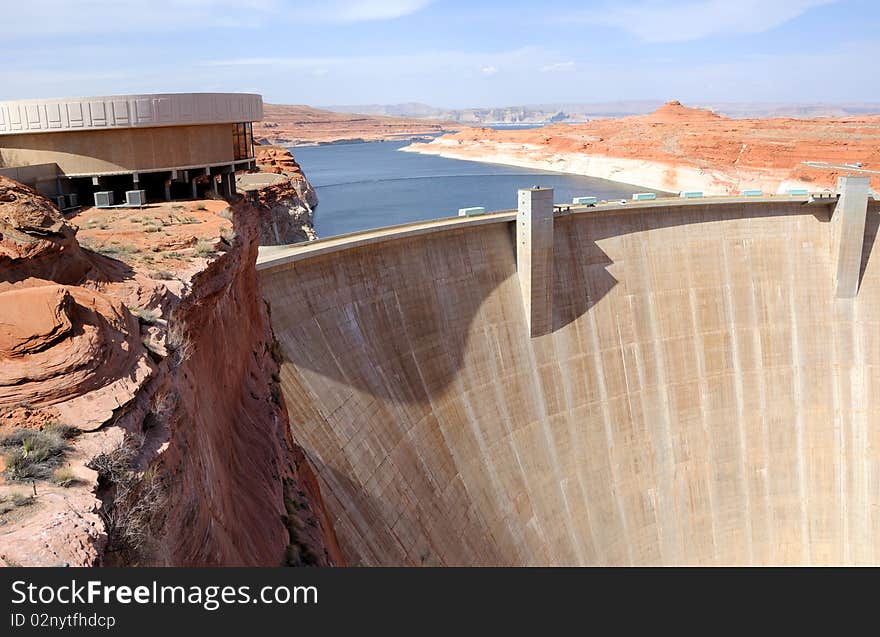 Glen Canyon Dam and Lake Powell on Utah/Arizona Border