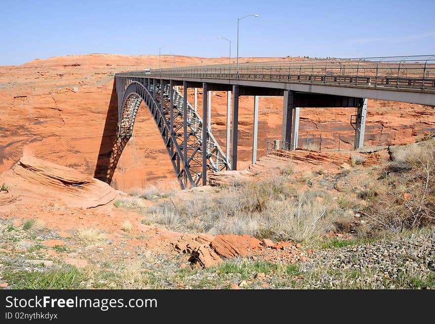 Glen Canyon Bridge, on Utah/Arizona Border. Glen Canyon Bridge, on Utah/Arizona Border