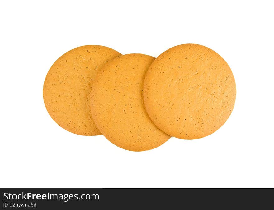 Three traditional swedish ginger biscuits isolated on white. Three traditional swedish ginger biscuits isolated on white