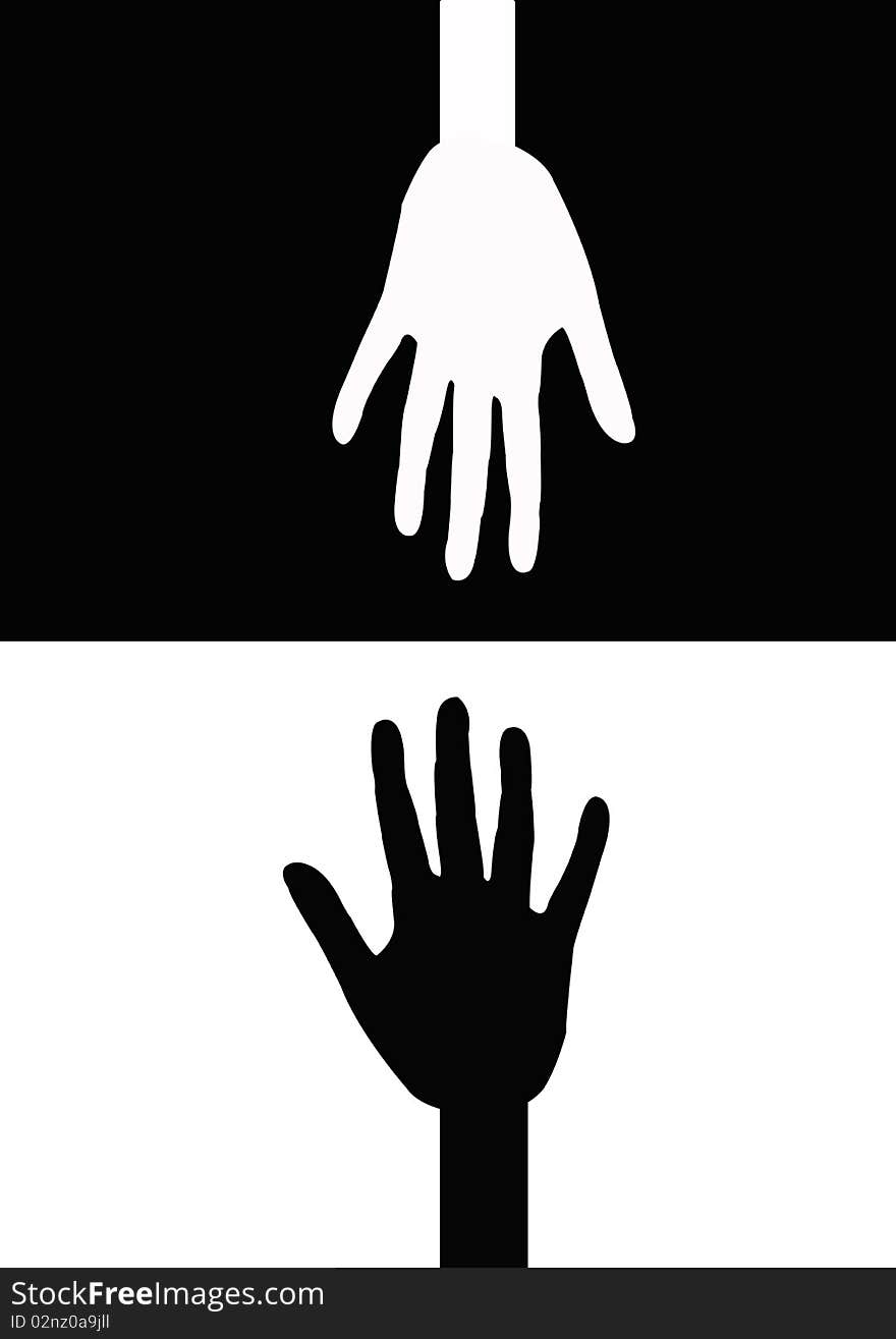 Two hands white and black