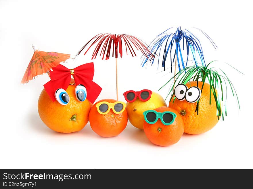 Funny Oranges, Lemon And Mandarins