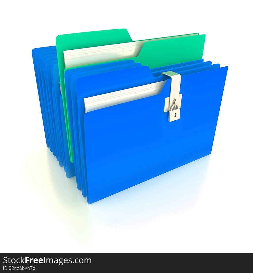 Folders over white background. 3d render