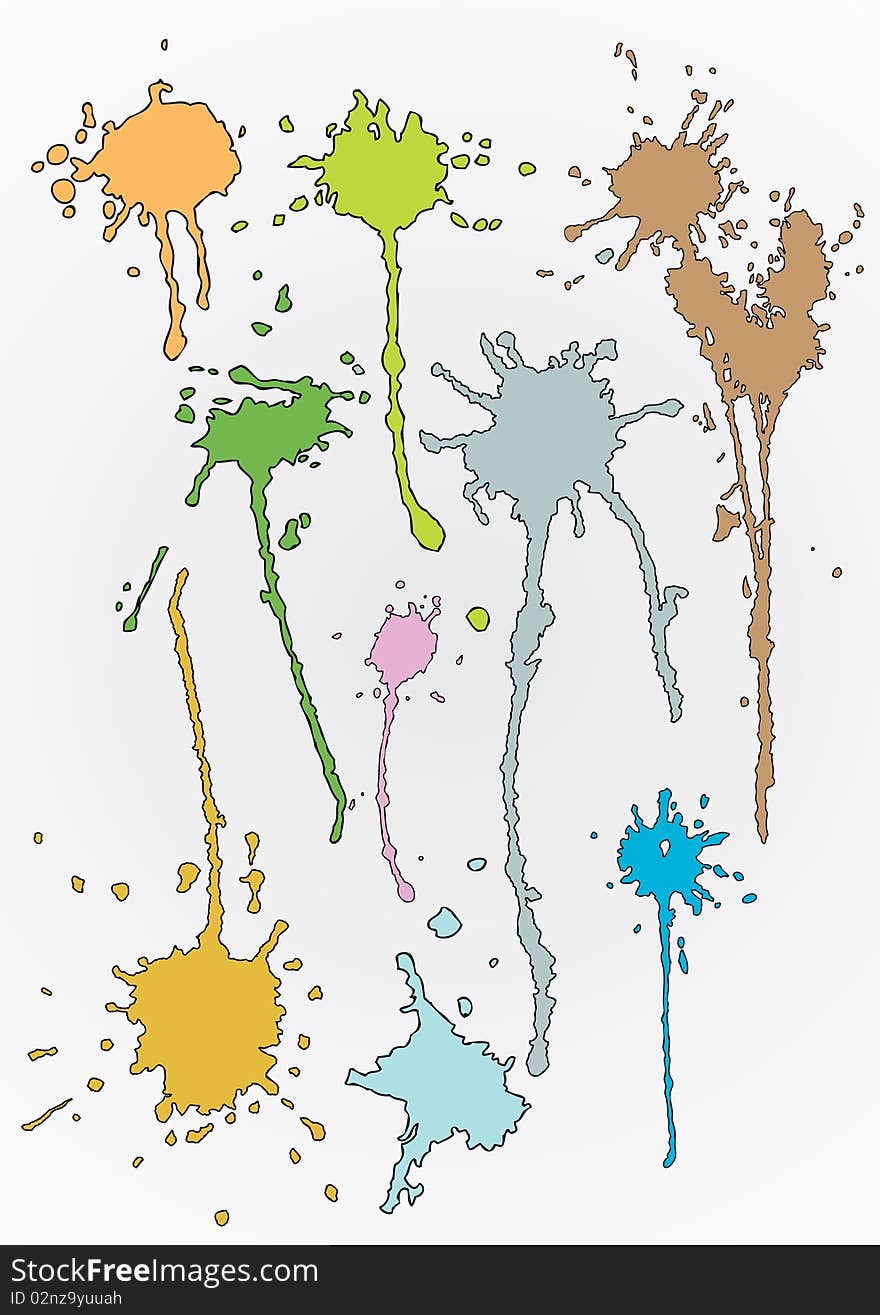 Hand traced colourful splats