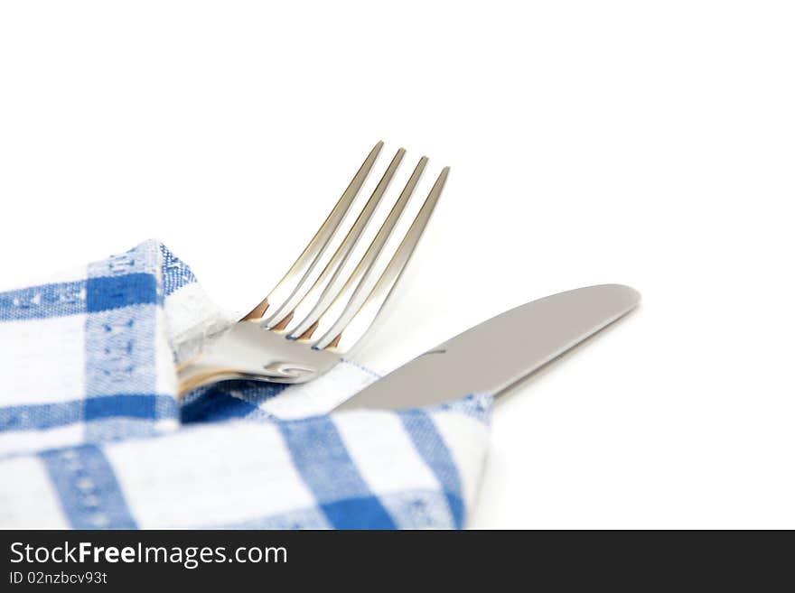 Fork and knife isolated over white background