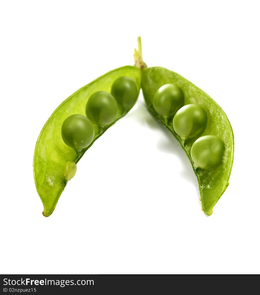 Green pea isolated on white background