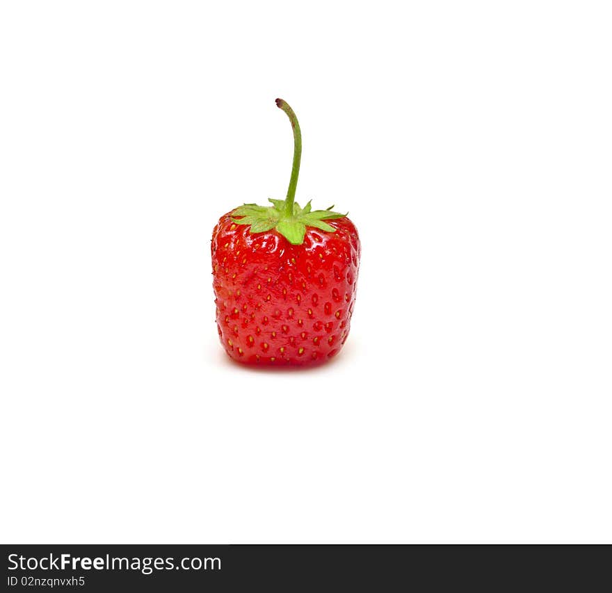 Red juicy strawberry on a white background