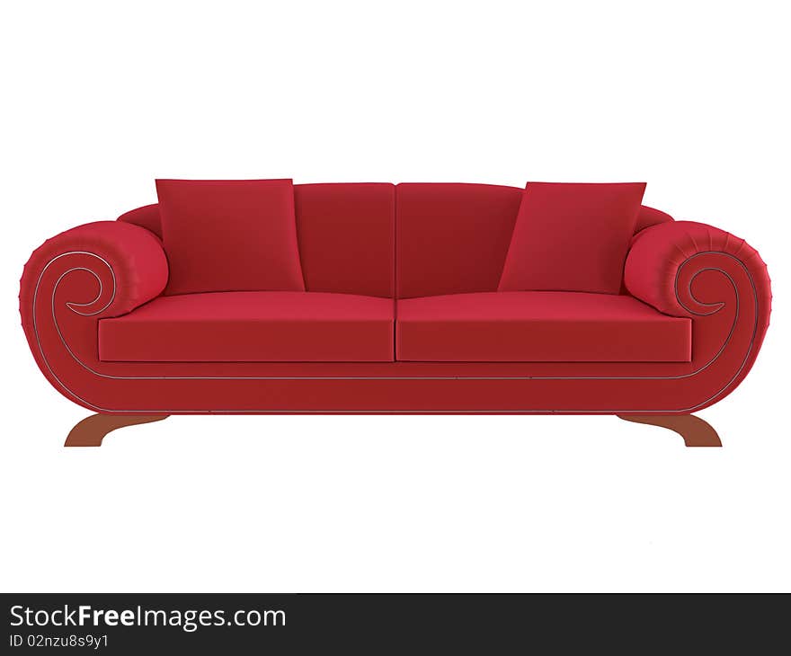 Classic red sofa isolated on white background, 3D illustrations/render. Classic red sofa isolated on white background, 3D illustrations/render