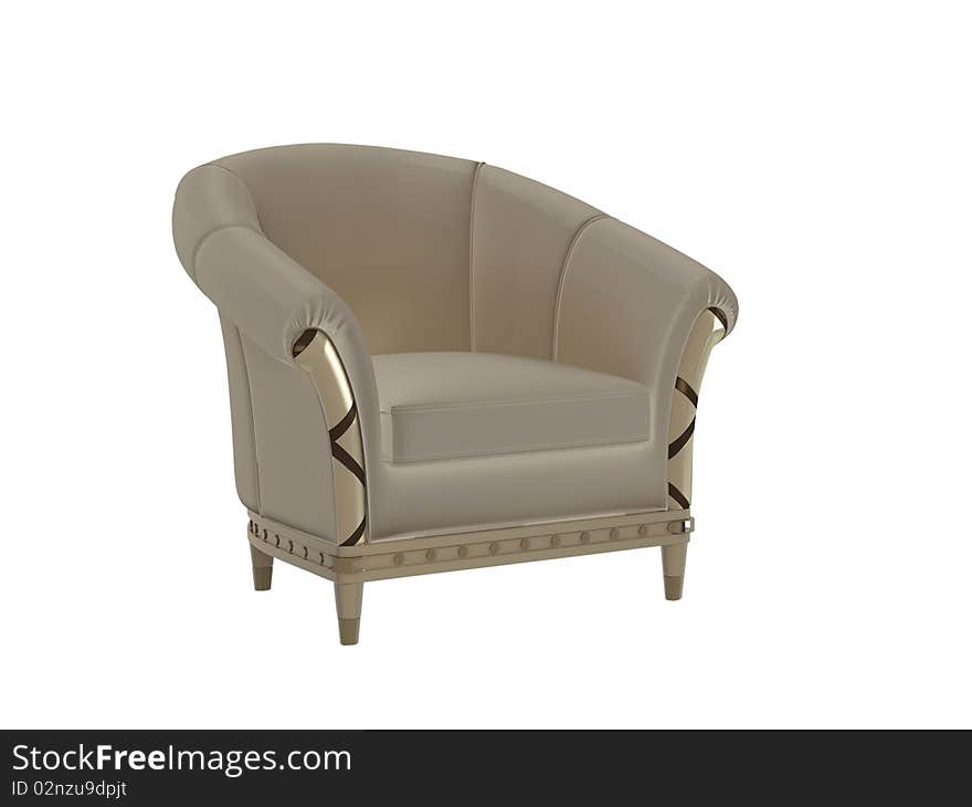 Classic brown armchair, isolated on white, 3D render/illustration. Classic brown armchair, isolated on white, 3D render/illustration