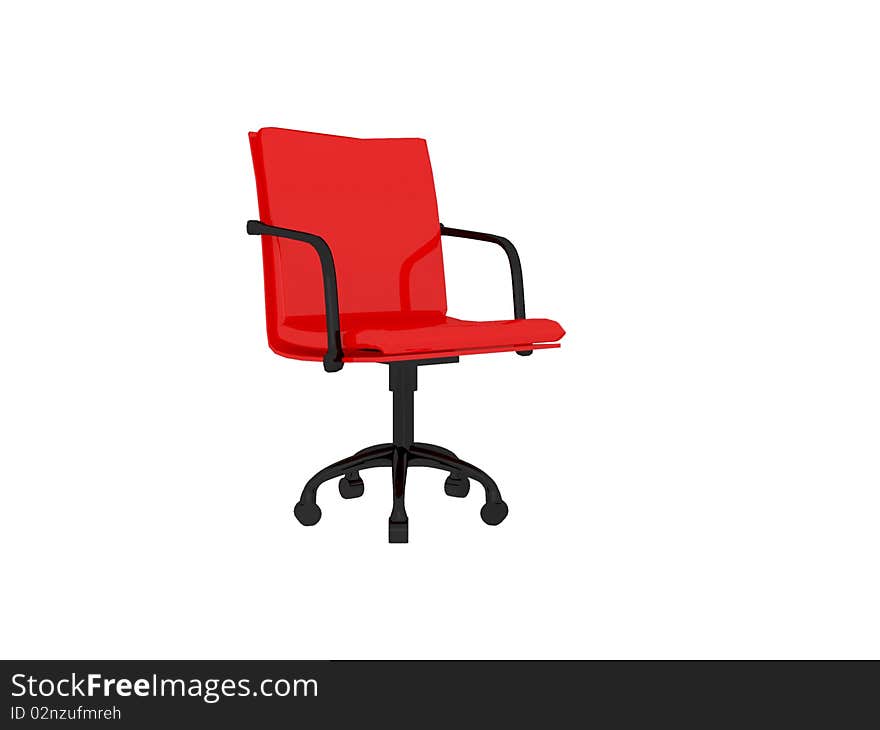 Red office armchair isolated on the white background, 3D illustration/render. Red office armchair isolated on the white background, 3D illustration/render