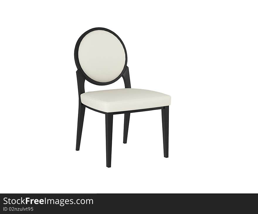 Classic white and black chair, isolated on white, 3D render/illustration