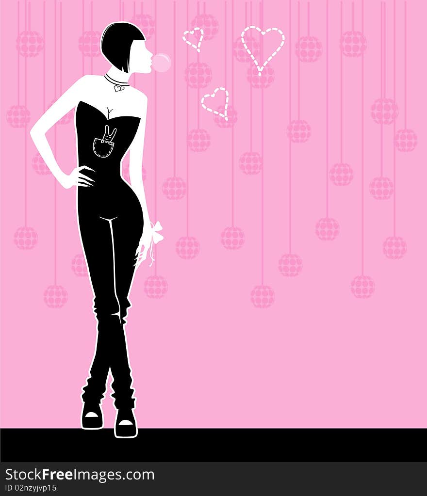 Vector illustration of Girl silhouette,