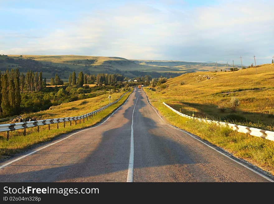 Mountain road at daybreak