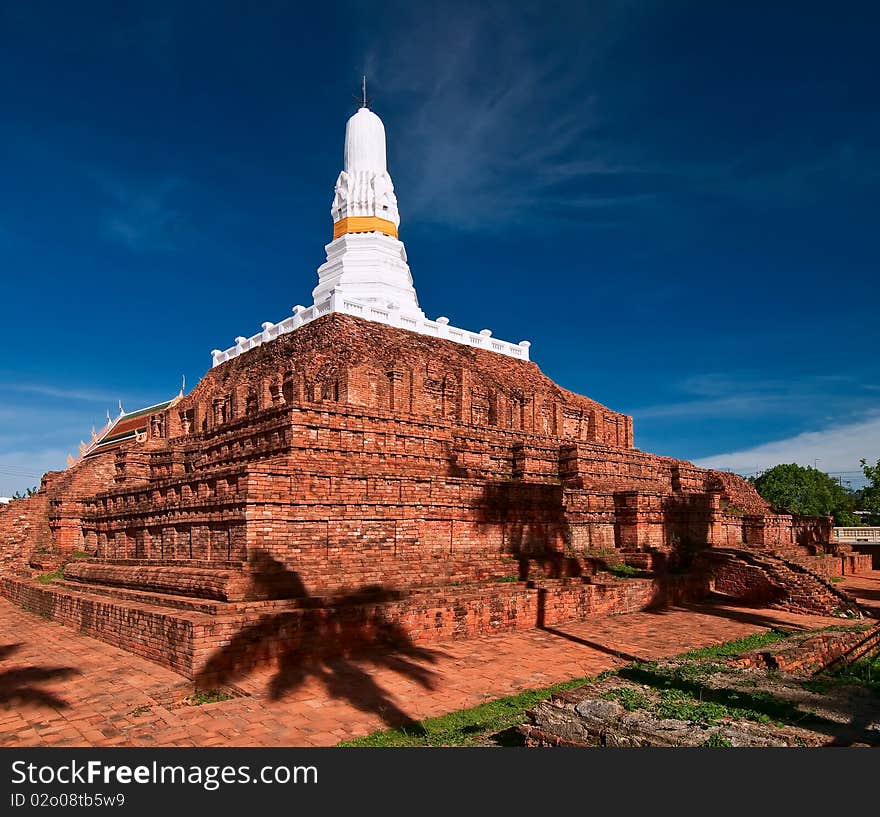 Ruined old Buddhist pagoda, Nakornprathom Thailand