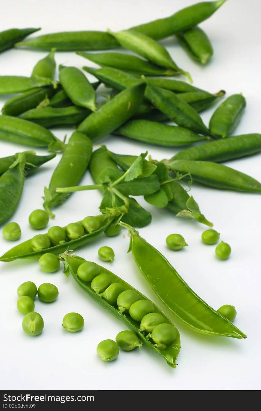 Picked pea on the white background. Picked pea on the white background