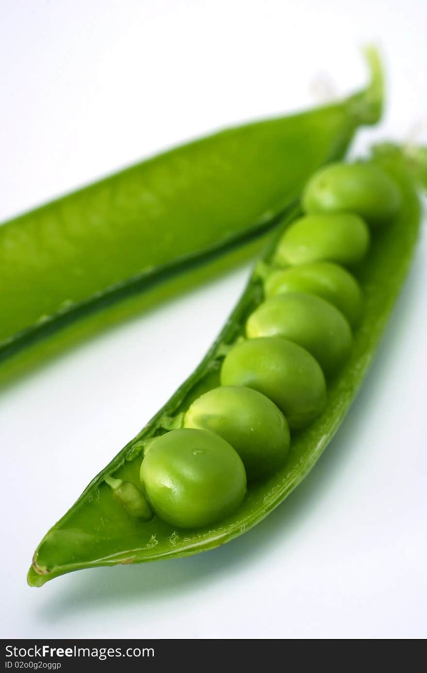 Picked pea on the white background. Picked pea on the white background