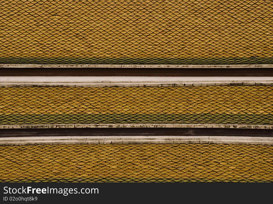 Old roof of temple in bangkok