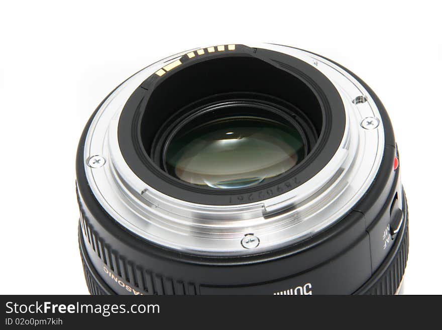 Black lens on white background