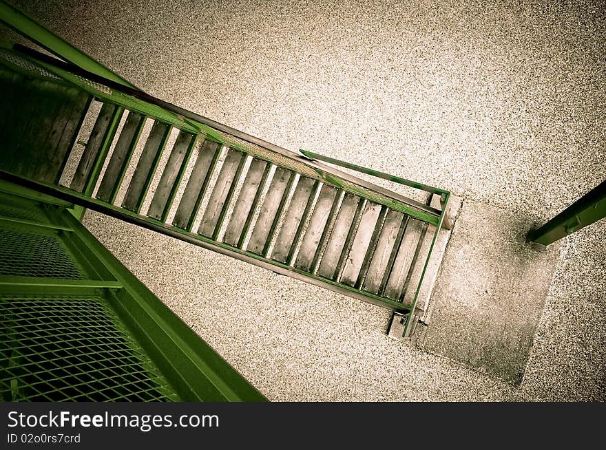 Abstract of an emergency exit staircase from a building
