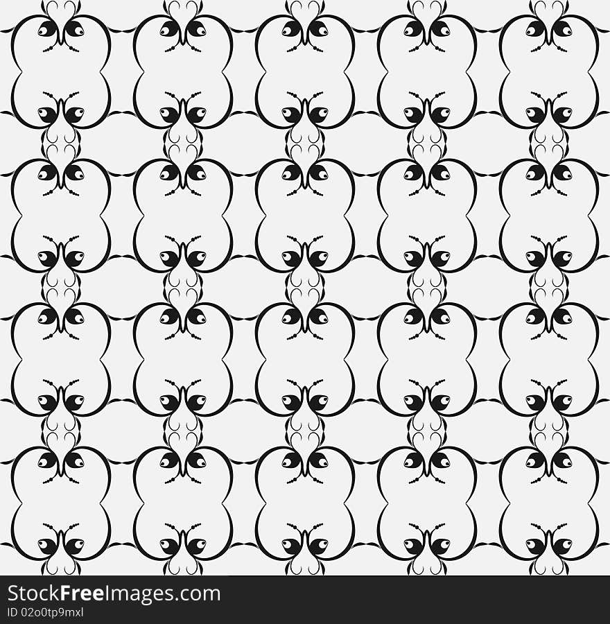 Seamless retro-styled pattern in black and white. Seamless retro-styled pattern in black and white