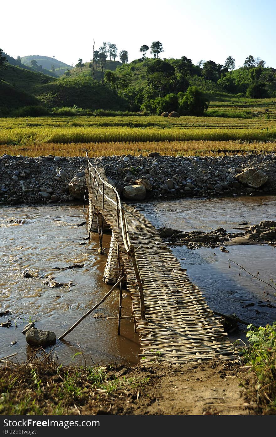 The wood bridge, cheing rai,Thailand