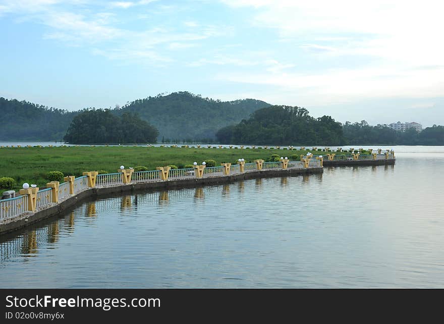 Urban Park lakes and mountains