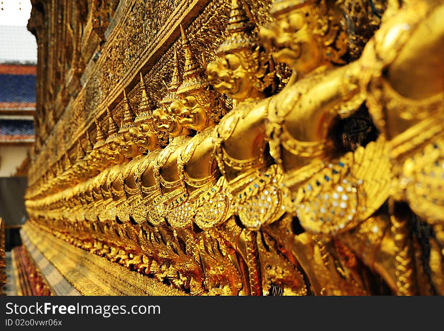 The line of garuda in Wat Pra-keaw, Bangkok Thailand