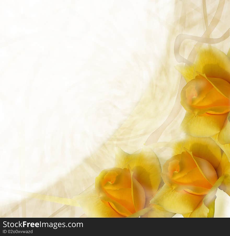 Abstract background with yellow roses. Abstract background with yellow roses