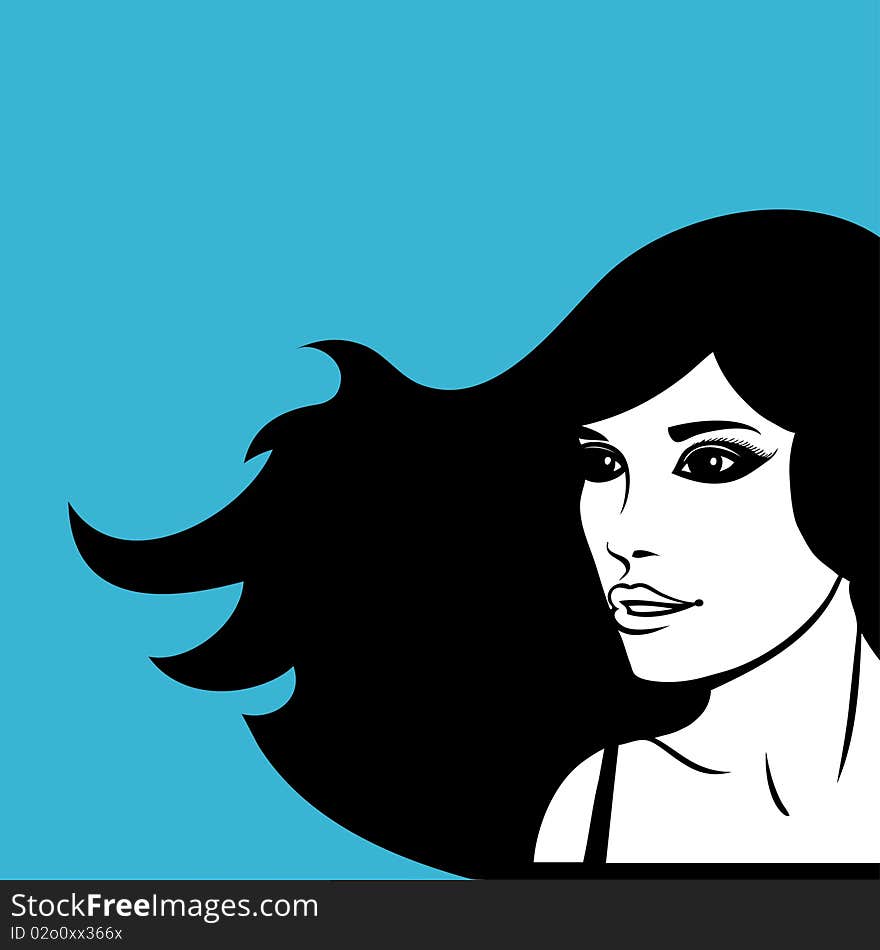 A young fashion model portrait. Vector illustration. A young fashion model portrait. Vector illustration.