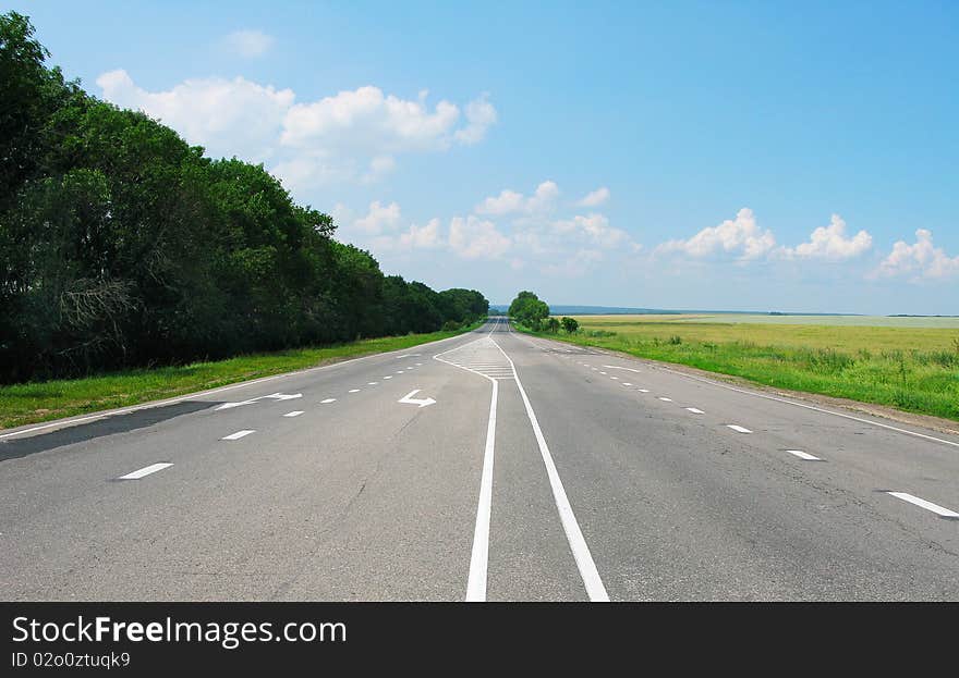 The image of the road and sky