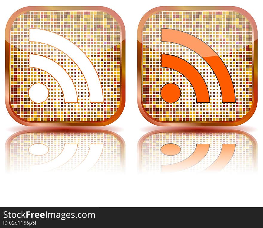 Icon RSS Glossy Button,  Illustration