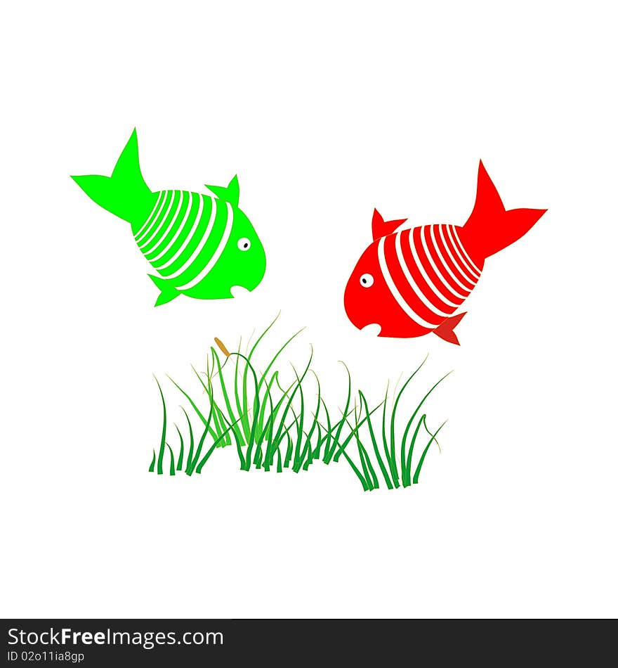 Tropical red and green fishes. Tropical red and green fishes