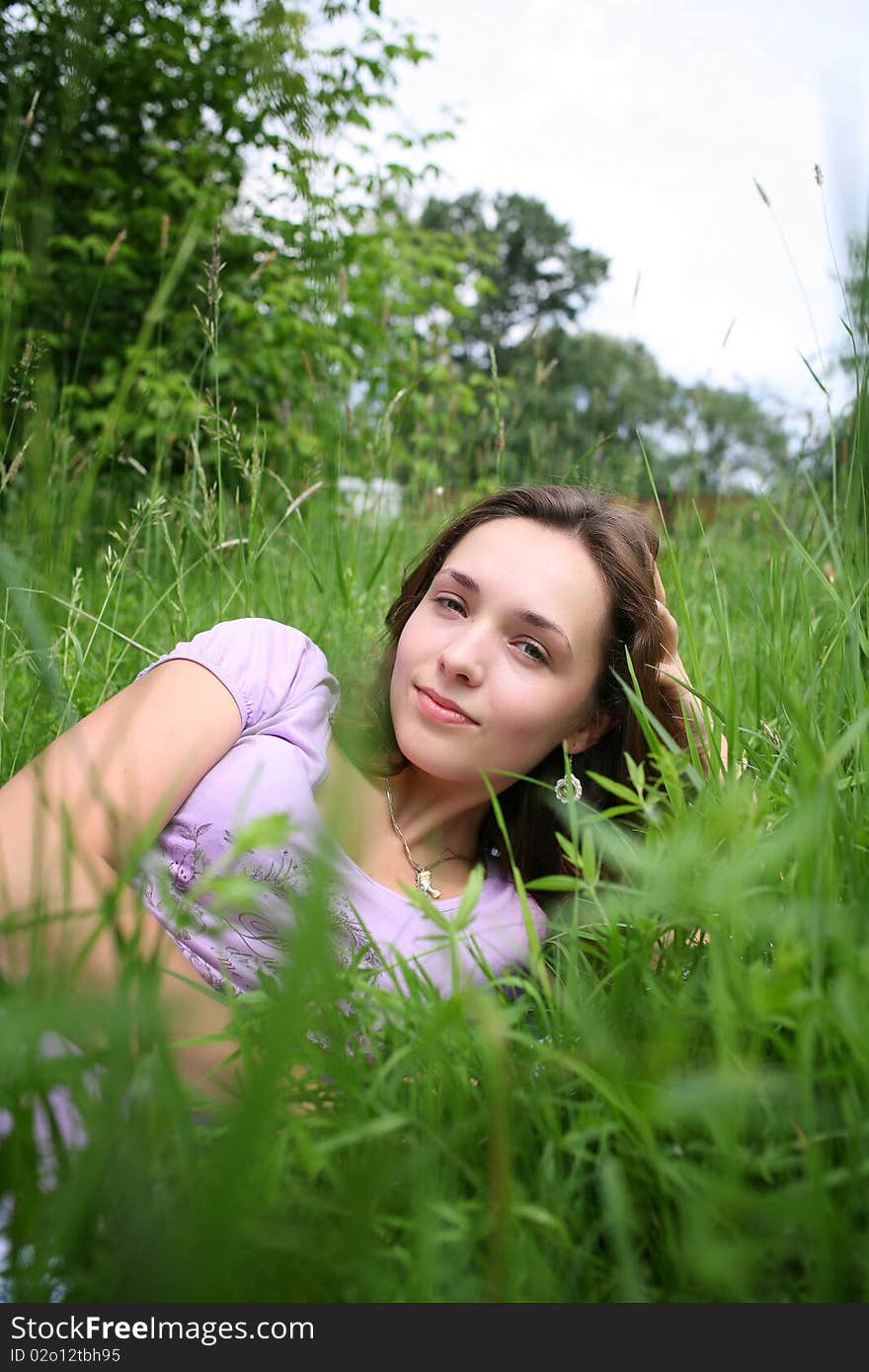 Girl on grass