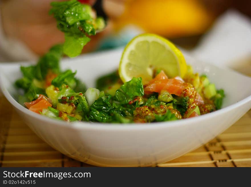 Delicious Salad With Fish And Parsley.