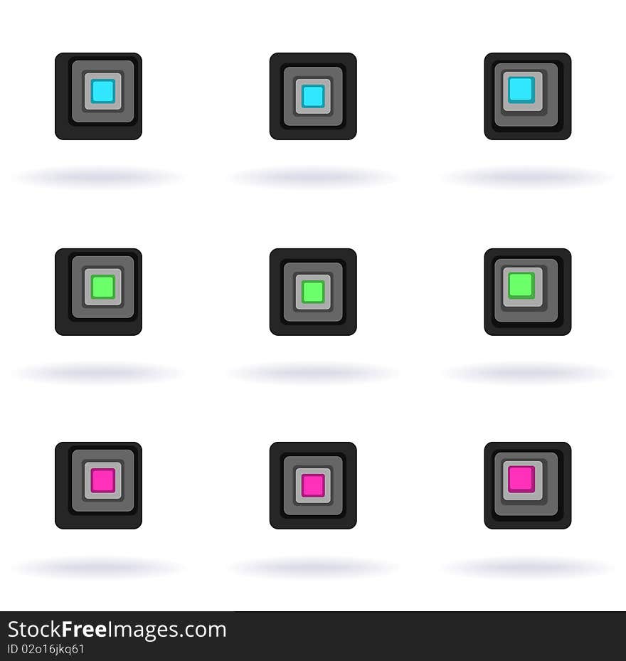 Set of nine symbols, illustration. Set of nine symbols, illustration