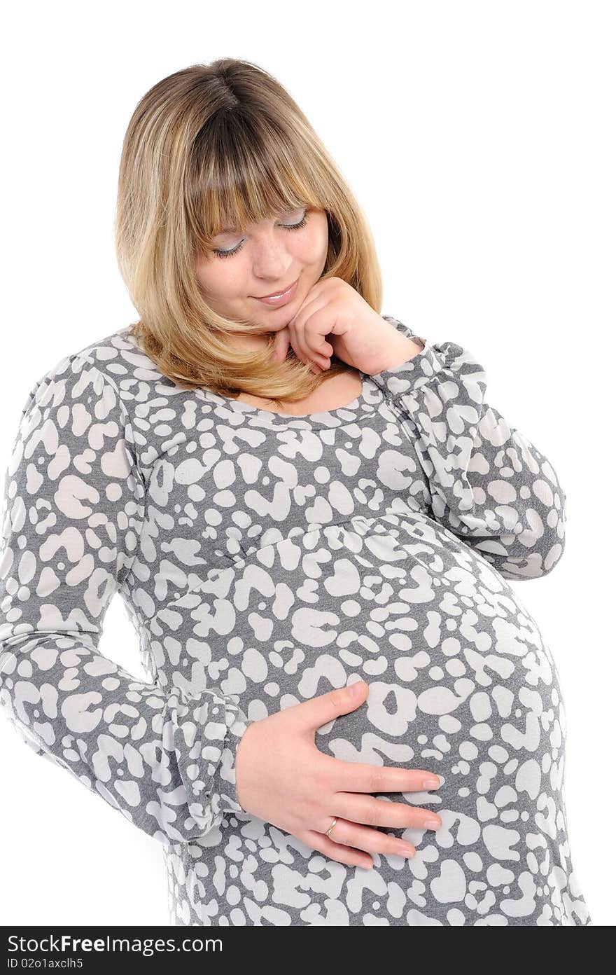 Pregnant woman  on a white background