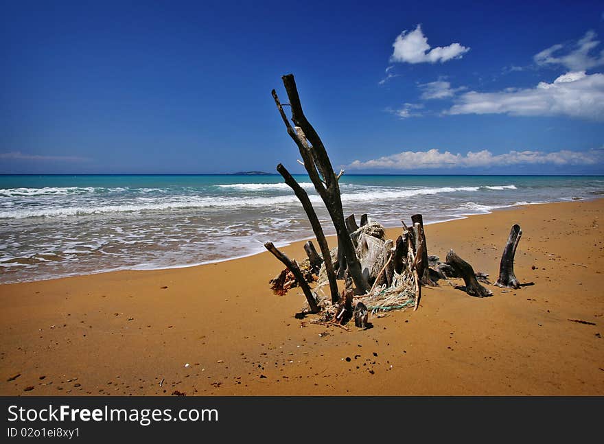 Beautiful sunny paradise beach in greece