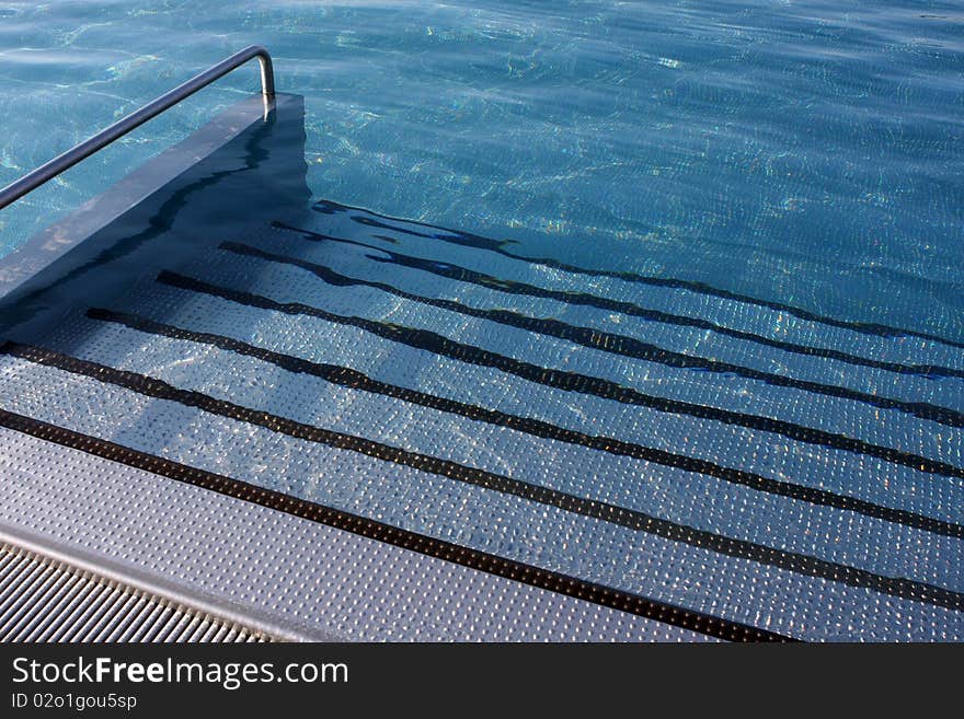 Steps in to the swimming pool in Brno