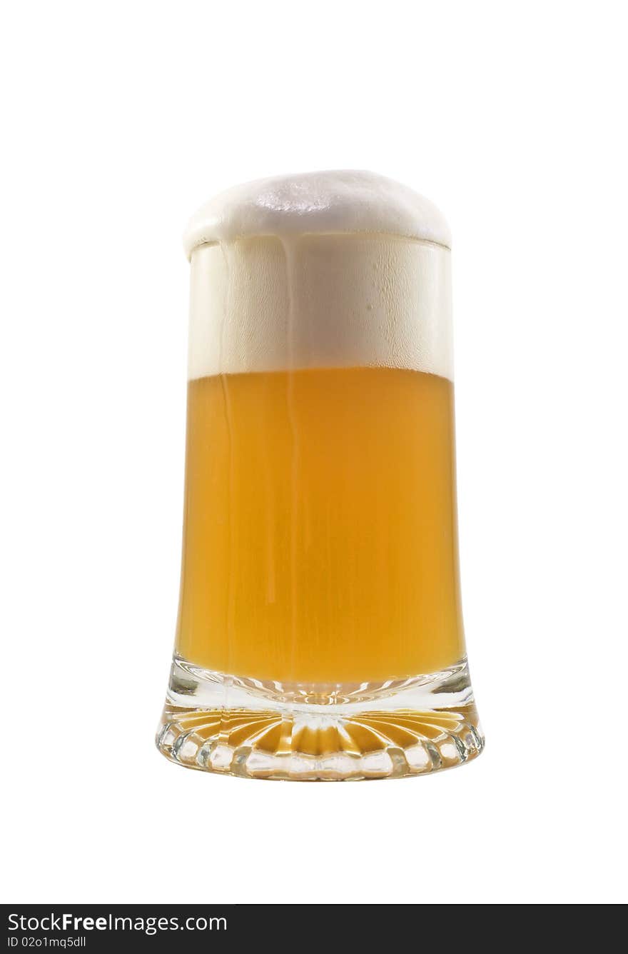 Glass of beer isolated on the white background