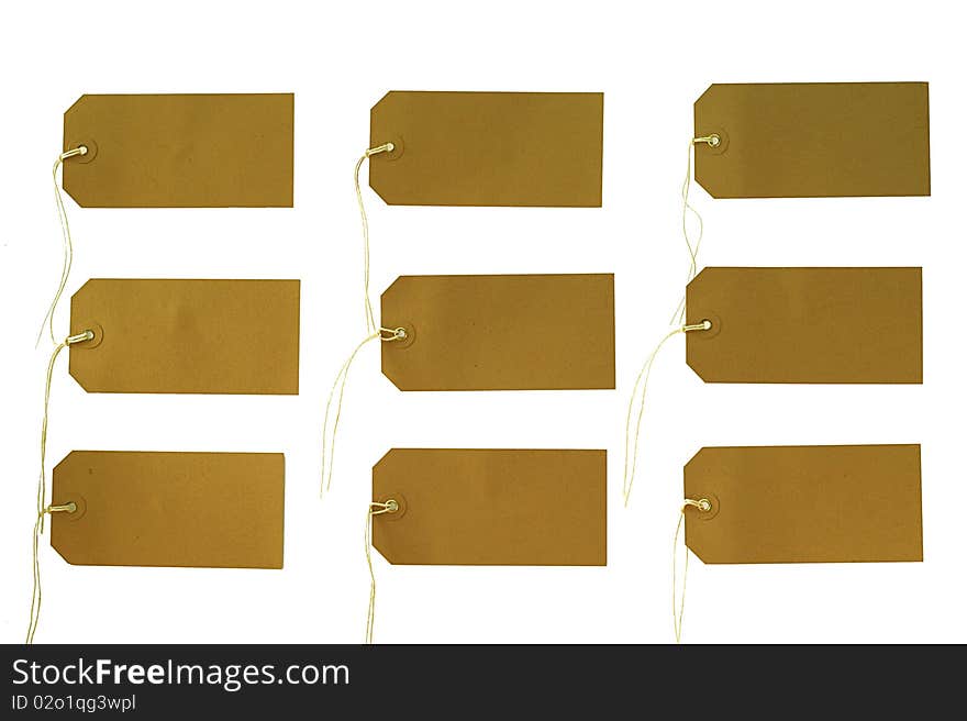 Set of blank tags with string isolated on white. Set of blank tags with string isolated on white