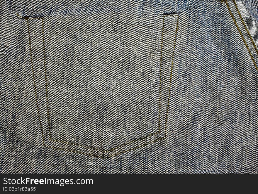 Blue jeans texture forn inner side with pocket. Blue jeans texture forn inner side with pocket