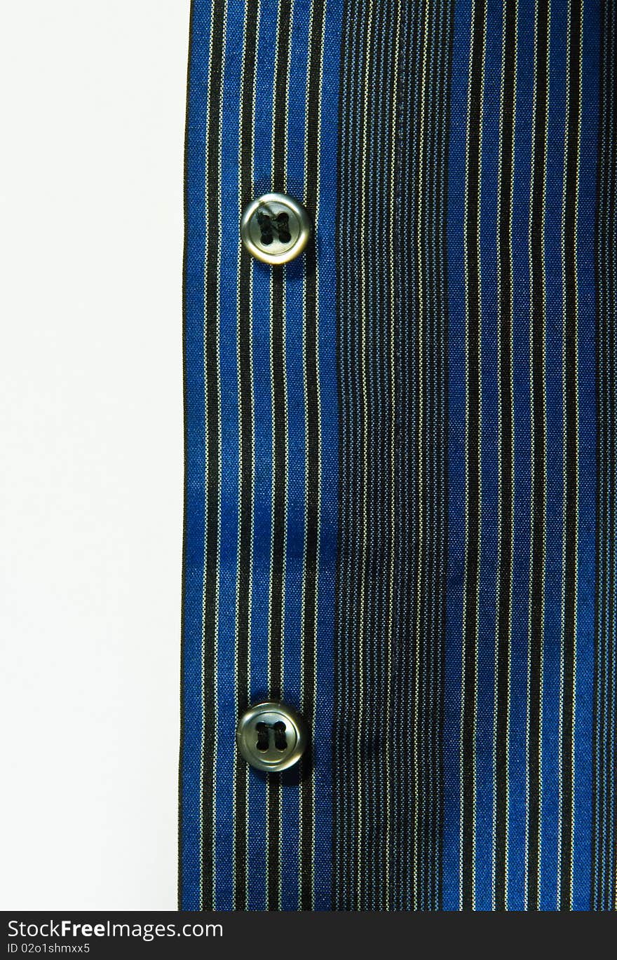 Blue striped fabric texture with button