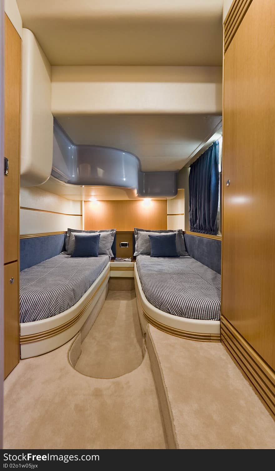 Italy, Naples, Aqua 54' luxury yacht (boatyard: Cantieri di Baia), guests bedroom. Italy, Naples, Aqua 54' luxury yacht (boatyard: Cantieri di Baia), guests bedroom