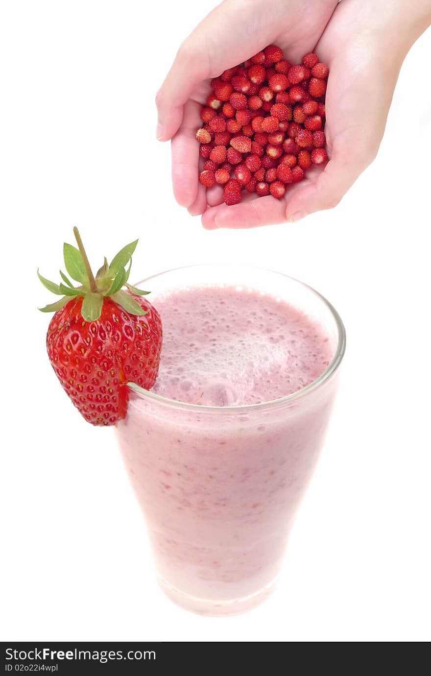 strawberry milkshake isolated on white background. strawberry milkshake isolated on white background