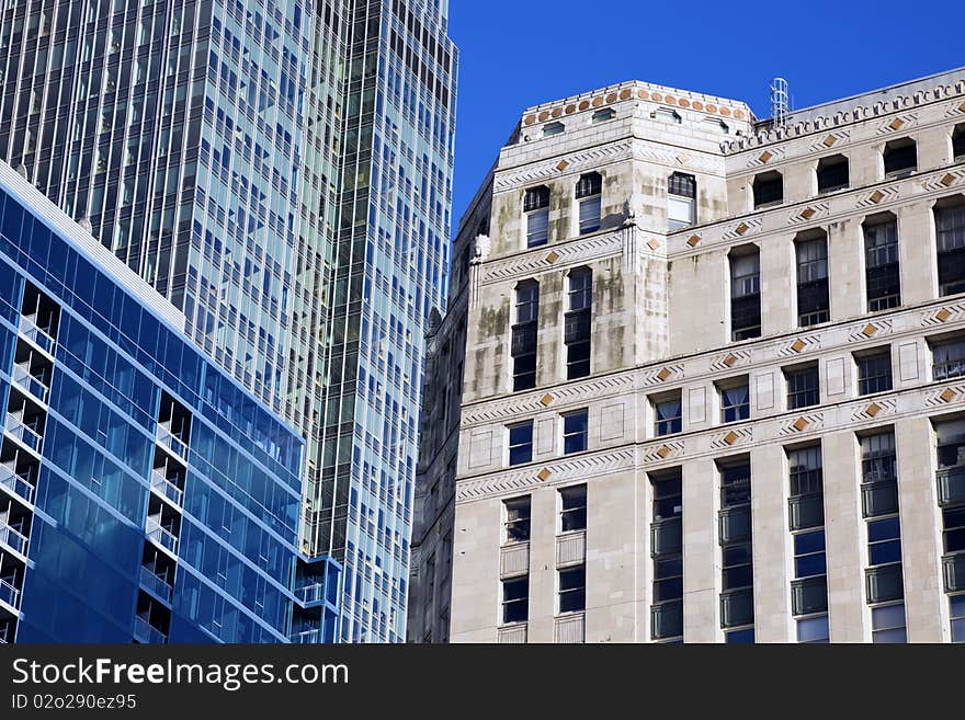 Mix of windows in downtown Chicago